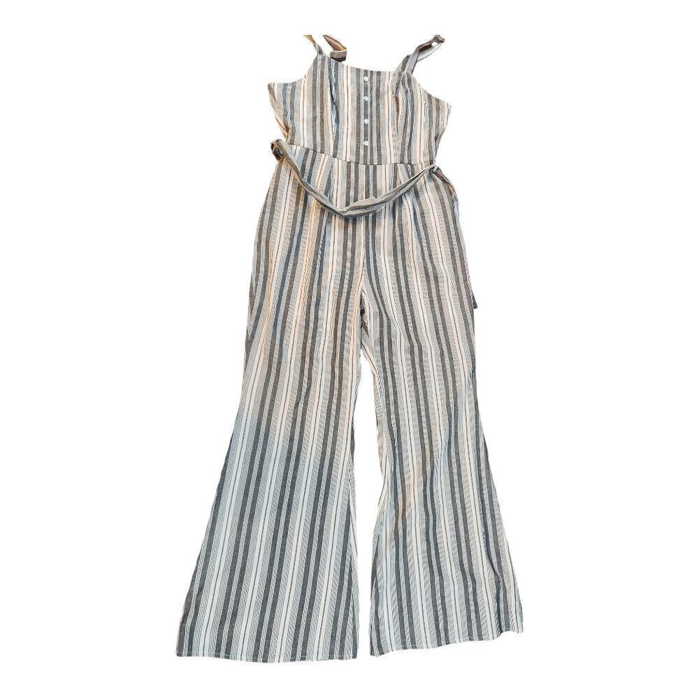 Savanna Jane womens sz small cotton striped romper jumpsuit black and white